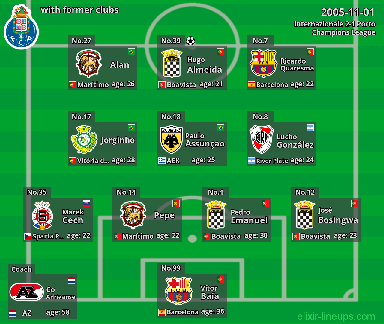 Porto with former clubs 2005-11-01