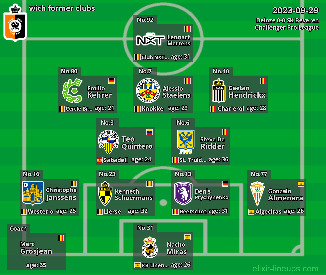 Deinze with former clubs 2023-09-29