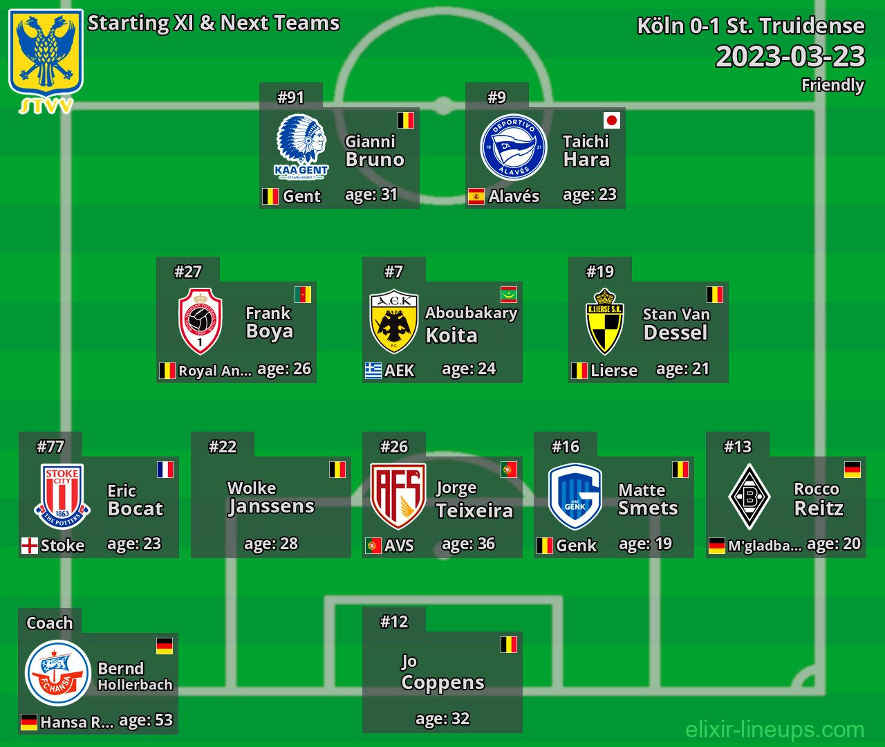St. Truidense Starting XI & Next Teams 2023-03-23