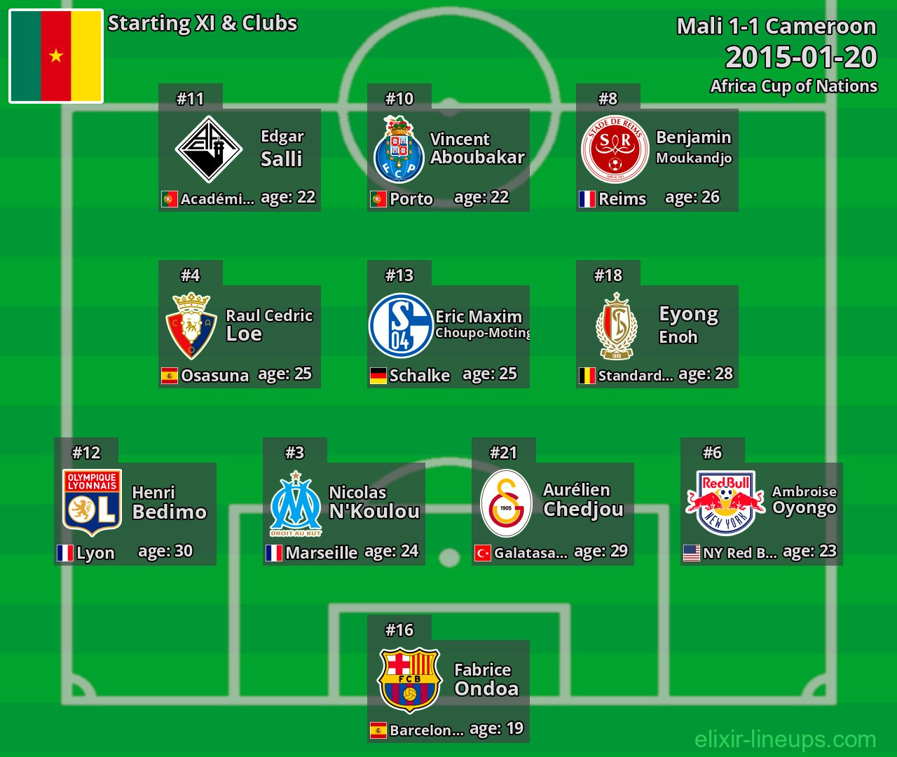 Cameroon Starting XI 2015-01-20